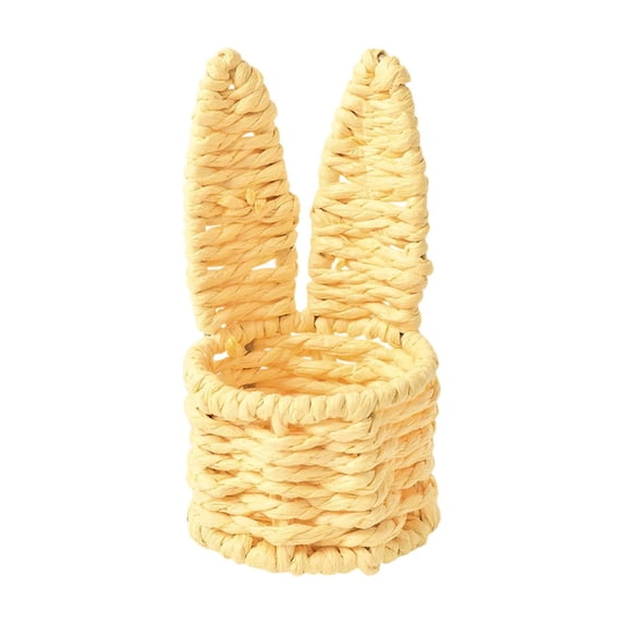 Sktrjpolfis Hand Woven Rattan Bunny Ear Basket Easter Egg Storage Basket Home Desktop Decor