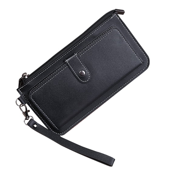 Sktrjpolfis Ladies Slim Bifold Wallet Leather Multi Card Case Zipper Coin Purse Credit Card Holder