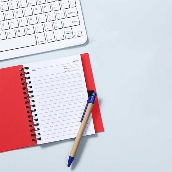 Sktrjpolfis Memo Notepad with Attached Pen, Spiral Bound Writing Pad for Desk Office & Home Use, Tear-Off Note Pad, Red Blue Black Brown