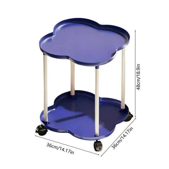 Sktrjpolfis Mobile Side Table with Storage Shelf 14.2x14.2x18.9in Plastic Rolling Cart for Bedroom Living Room Study