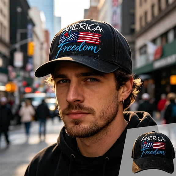 Sktrjpolfis Patriotic printed Baseball Hat, 7.1x2.8x4.1in Freedom Theme Adjustable Cap for Outdoor Casual Daily Wear