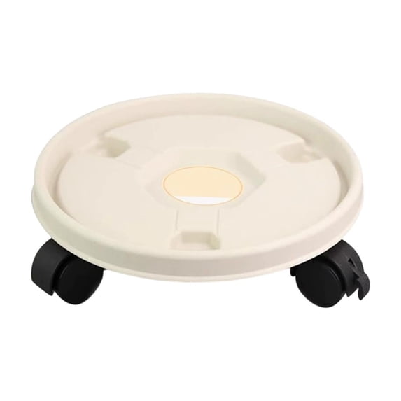 Sktrjpolfis Round Rolling Plant Tray, 10.24 Inch Plastic Mobile Planter Caddy, Water Catchment, 40 Lbs Load Capacity