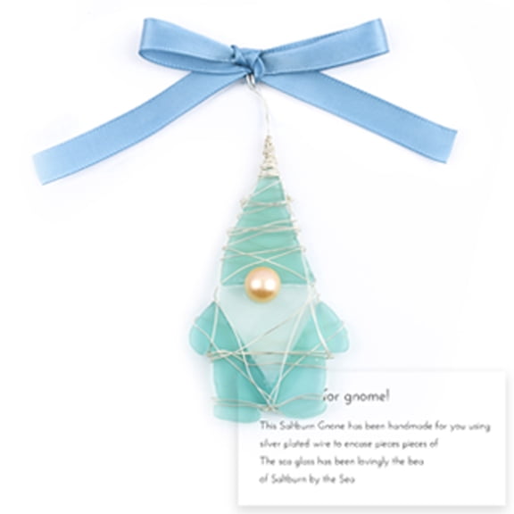 Sktrjpolfis Sea Glass Pendant Decoration 3.15in Blue Glass Iron Wire Hanging Ornament for Home Window Decor