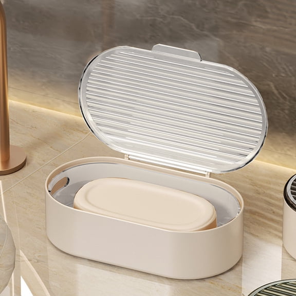 Sktrjpolfis Soap Container With Lid, Draining Soap Holder, Plastic Soap Box for Bathroom Daily Use