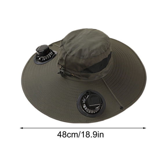 Sktrjpolfis Solar Powered Fan Sun Hat, 2 Built-in Fans, Wide Brim, Foldable, for Fishing Hiking Outdoor Work