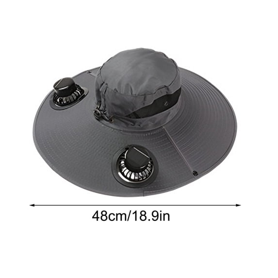 Sktrjpolfis Solar Powered Fan Sun Hat, 2 Built-in Fans, Wide Brim, Foldable, for Fishing Hiking Outdoor Work