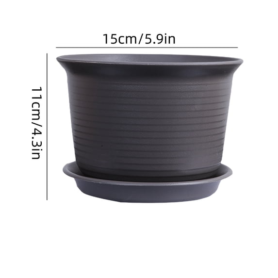 Sktrjpolfis Thickened Plastic Flower Pot, 5.9in Planter with Saucer, Drainage Holes for Indoor Outdoor Garden Decor