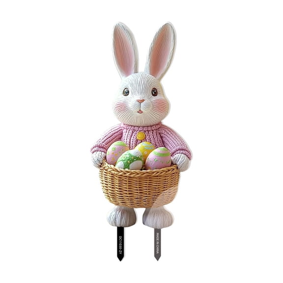 Sktrpolifis Easter Bunny Yard Sign, Pink Plastic Decor, 4.7x9.6in, for Easter Spring Party