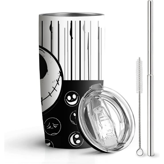 Skull 20 Oz Stainless Steel Tumbler Leak Proof Tumbler with Straw and Lid, Travel Coffee Mug for Home Outdoor, Thermal Cups for Hot and Cold Drinks