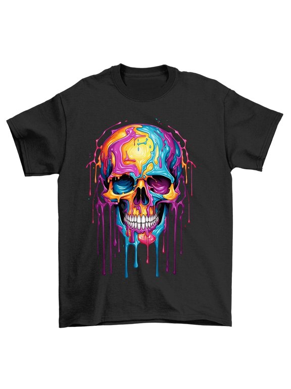 Skull 3 Paint Drip Design t-shirt - Funny, Colorful, and Dripping with Style!