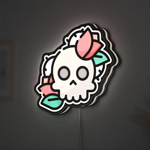 Skull 3D Novelty Light Box for Rockers, Retro Decor, Ideal for Tattoo Lovers (Height 12 inch, 30cm)
