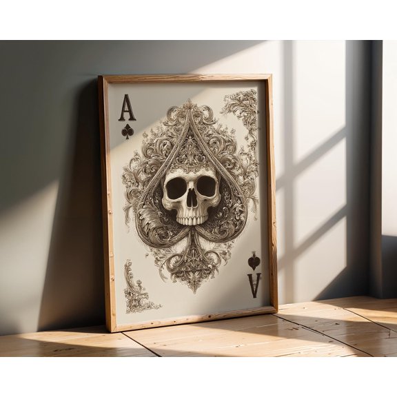 Skull Ace Of Spades Card Wall Art Gothic Home Decor Print , Poster Print Only
