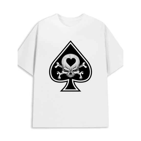 Skull Ace Tee men's 180G 100% Cotton white Vintage Unisex Shirt Crewneck tshirts Casual Unisex Shirt Graphic tshirts Unique Design Unisex Shirt Short Sleeve tshirts
