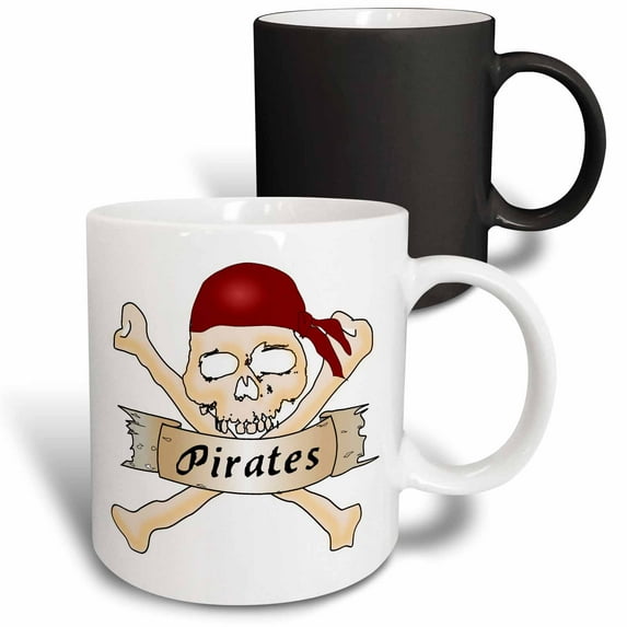 3drose, Skull and Cross Bones Pirates - Art, 11oz Magic Transforming Mug