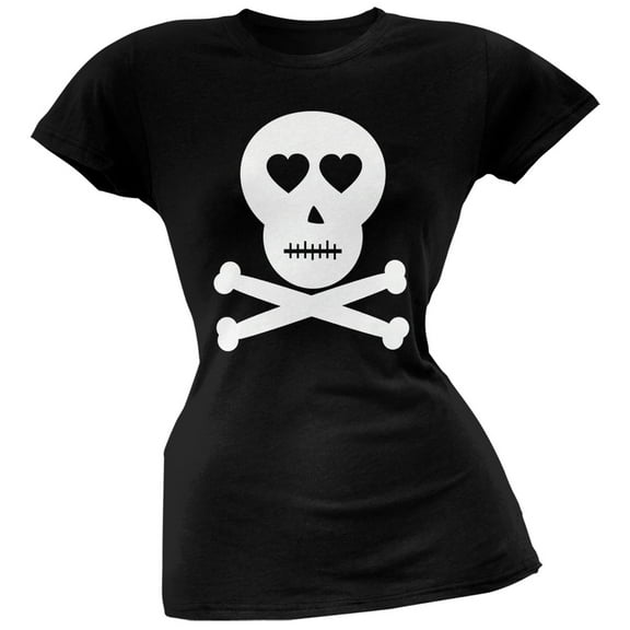 Skull And Crossbones Lovers Black Juniors T-Shirt - Large