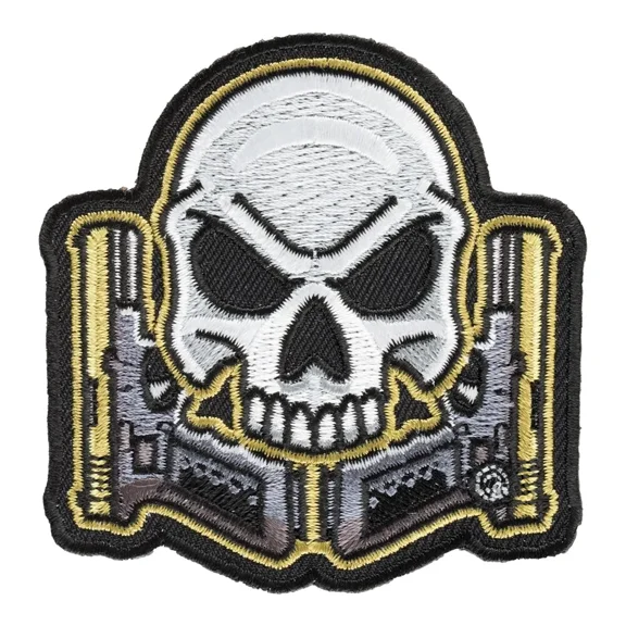 Skull And Dual Pistols Patch, Guns & Weapons Patches