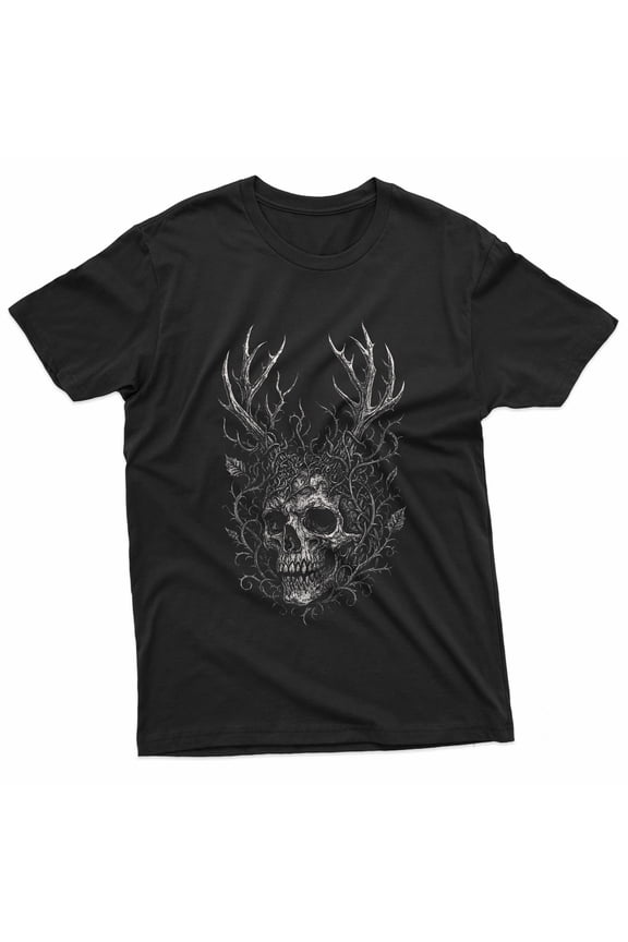 Skull Antlers Thorns Dark Goth Alt Gothic Nature Aesthetic T-Shirt