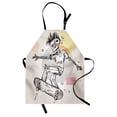thumbnail image 1 of Skull Apron Punk Rocker Skeleton Boy on a Skateboard Skiing with Abstract Background, Unisex Kitchen Bib Apron with Adjustable Neck for Cooking Baking Gardening, Pale Grey and Cream, by Ambesonne, 1 of 3