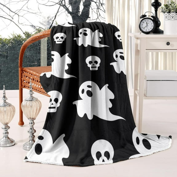 Skull Art Halloween Throw Blanket - Gothic Horror Theme 50x60 Inches Ultra Soft Plush Microfiber Decor Blanket