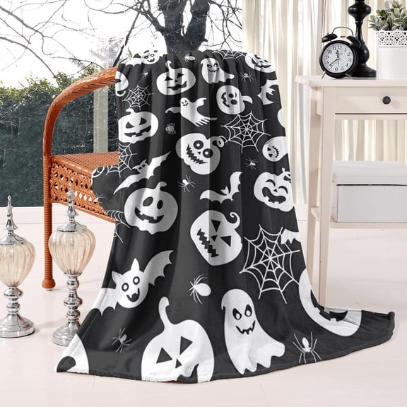 Skull Art Halloween Throw Blanket - Gothic Horror Theme 50x60 Inches Ultra Soft Plush Microfiber Decor Blanket