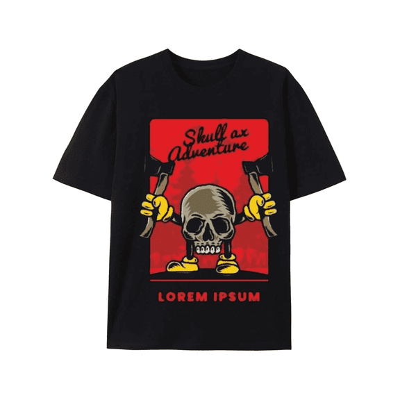 Skull Ax Adventure Graphic Tee - Bold and Fun Design