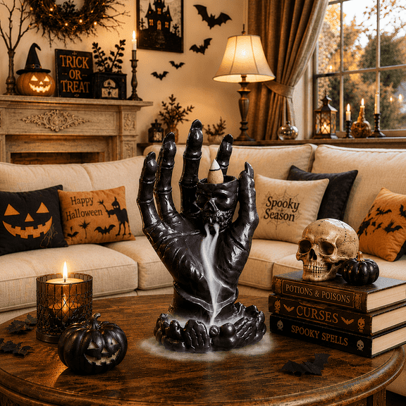 Skull Backflow Incense Burner, Waterfall Smoke Effect, Gothic Skeleton Incense Holder