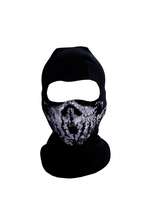 Skull Balaclava Full Face Mask, Robust Elastic Ribbed Ghost Mask for Cycling & Skiiing, Resilient Breathable Skeleton Headwear for Halloween & Outdoor Sports