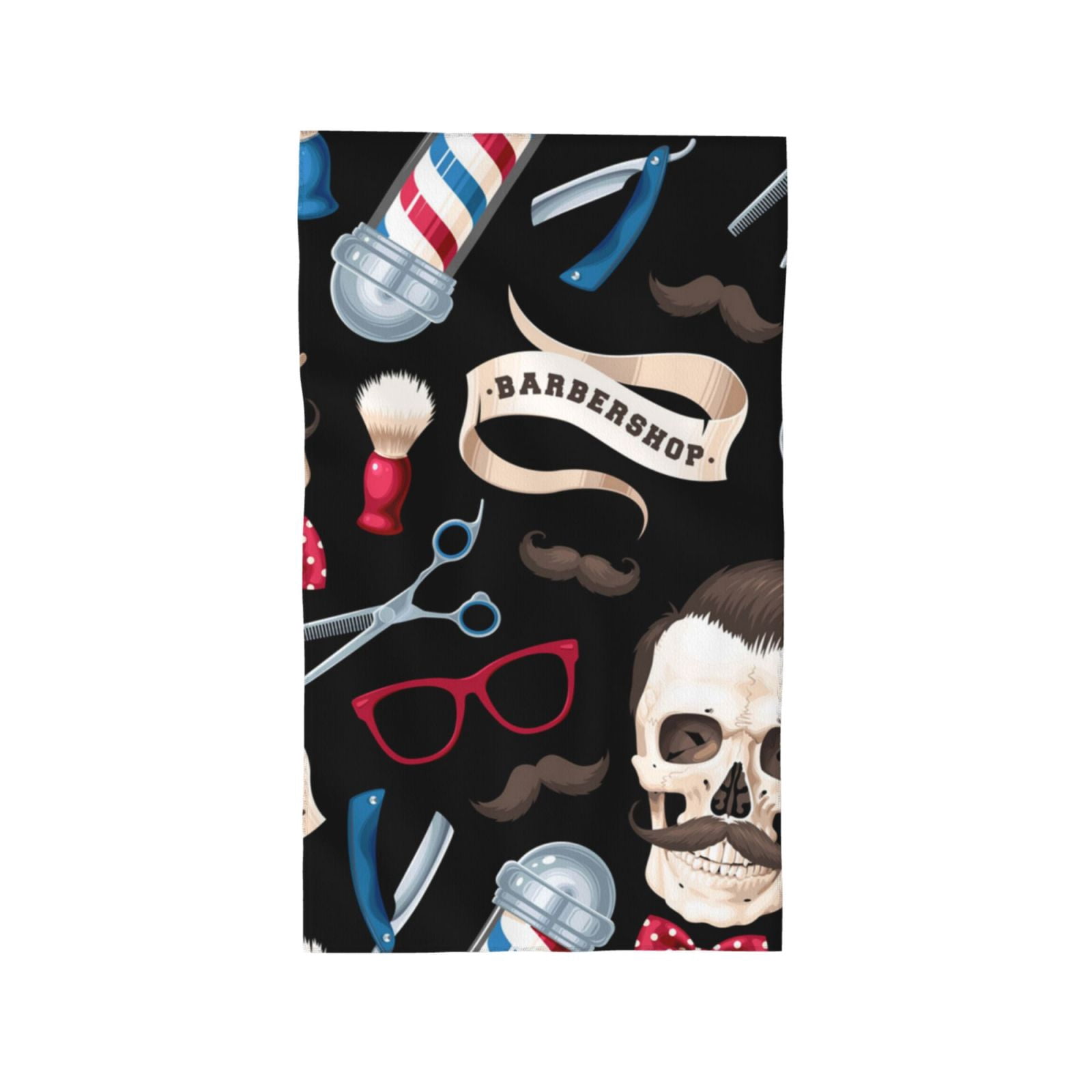 Skull Barber Shop Color Scissors 27.5" x 16" Ultra Soft Hand Towel, Face Wash Cloth for Bathroom, Gym, Travel, Pool