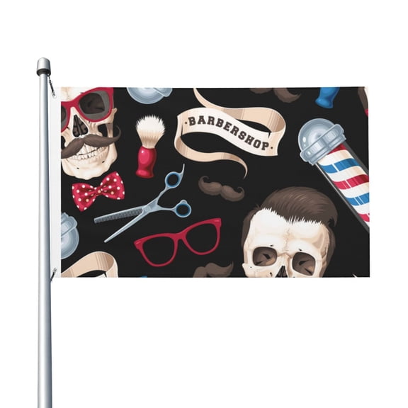 Skull Barber Shop Color Scissors Flag 3X5 Ft Garden Yard House Flags Banner Sign Outdoor Indoor Party Home Garden Decoration