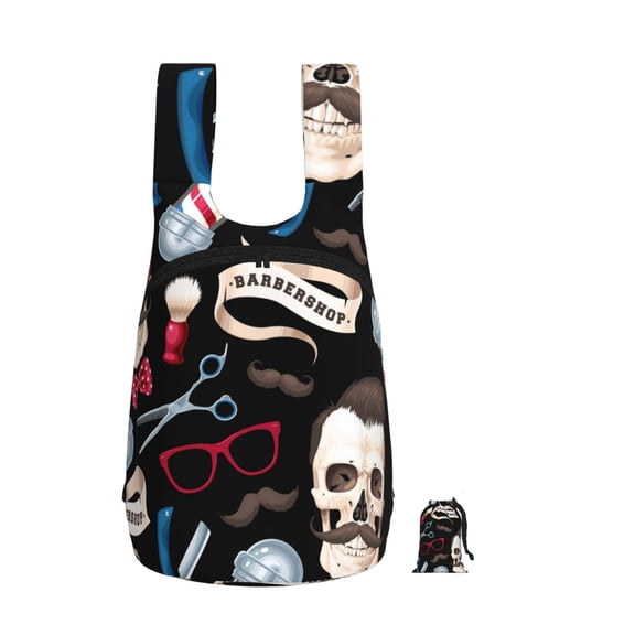 Skull Barber Shop Color Scissors Foldable Storage Backpack Lightweight Packable Travel Daypack for Shopping Commuting Hiking