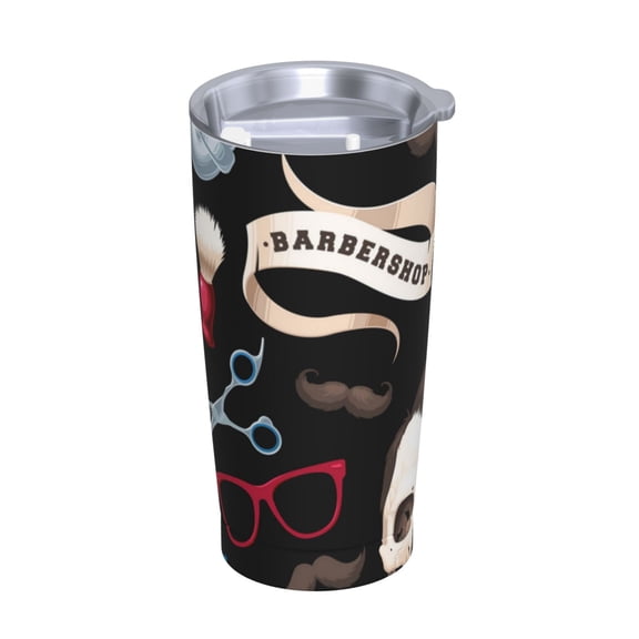 Skull Barber Shop Color Scissors Stainless Steel Tumbler with Lid and Straw 20oz Vacuum Insulated Travel Mug for Hot & Cold Drinks Coffee Wine Water Cup