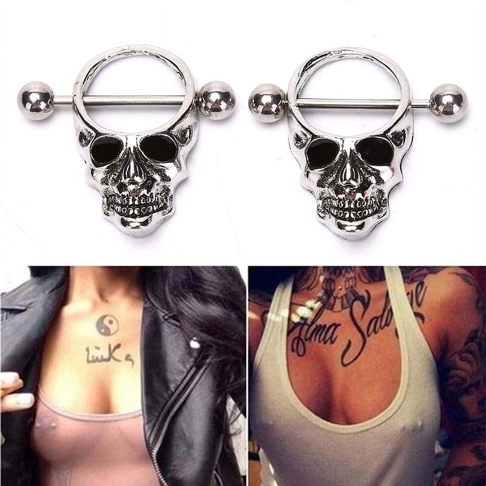 Skull Bars Nipple Ring Piercing Bar Stainless Steel Barbell Body Breast