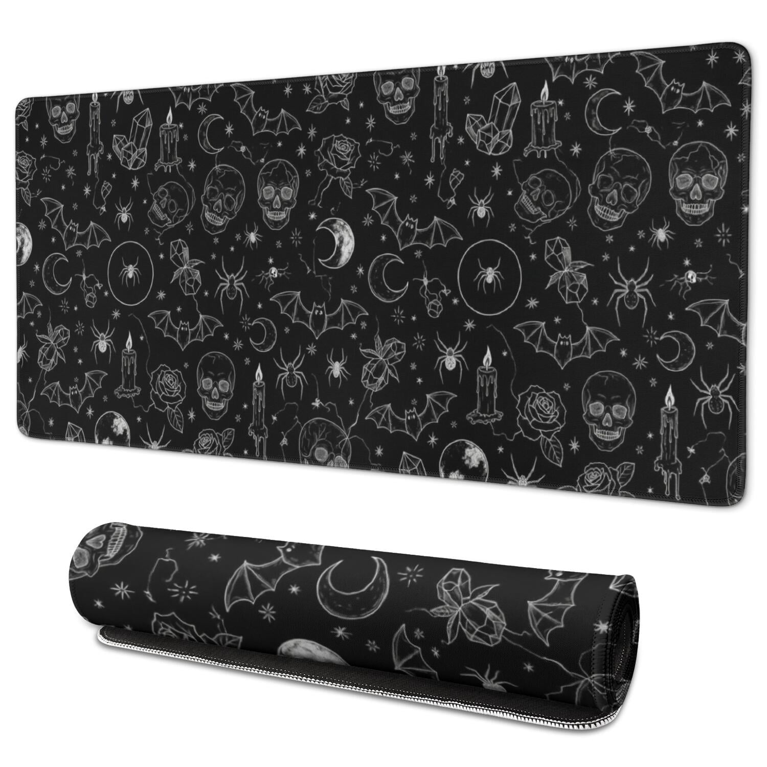 Skull and Bat Gothic Pattern Extended Large Mouse Pad, Desk Protector ...