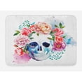 thumbnail image 1 of Skull Bath Mat, Funny Skull with Colorful Floral Head Victorian Style Dead Skeleton Graphic Art Print, Non-Slip Plush Mat Bathroom Kitchen Laundry Room Decor, 29.5 X 17.5 Inches, Multicolor, Ambesonne, 1 of 2