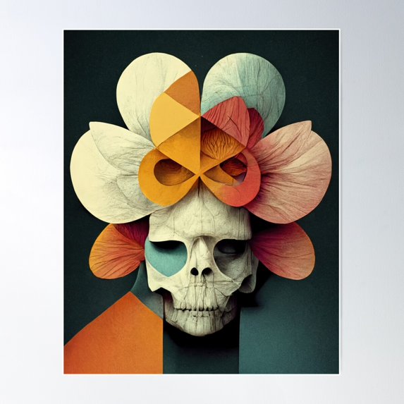 Skull Bauhaus Vintage Style V 05 Poster Wall Art, Modern Wall Decor For Living Room Bedroom, 8x12 UNFRAMED