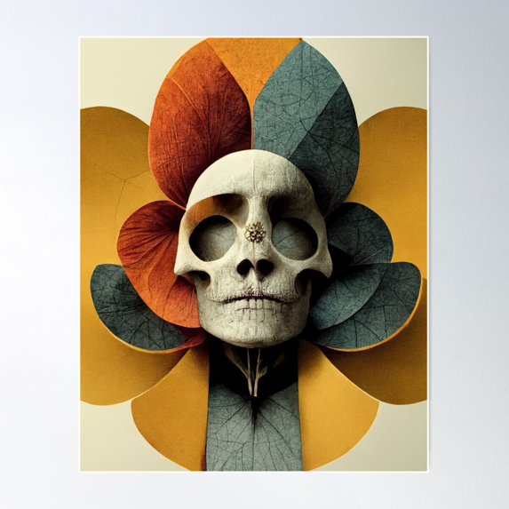 Skull Bauhaus Vintage Style V 07 Poster Wall Art, Modern Wall Decor For Living Room Bedroom, 24x36 UNFRAMED
