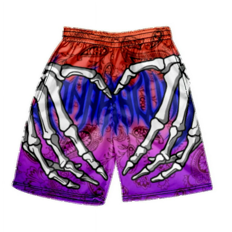 Skull Beach Short Pants Skeleton Hand Print Men Women Gym Shorts