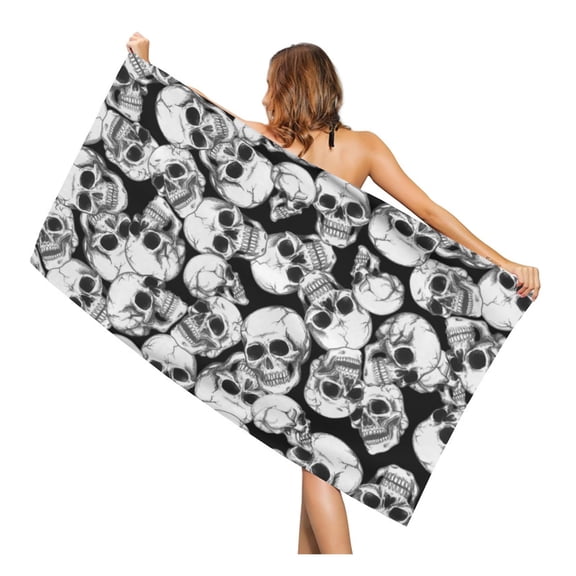 Skull Beach Towel, Skeleton Quick Dry Super Absorbent Bath Towels, Large Towels for Swimming Bathroom Spa Pool