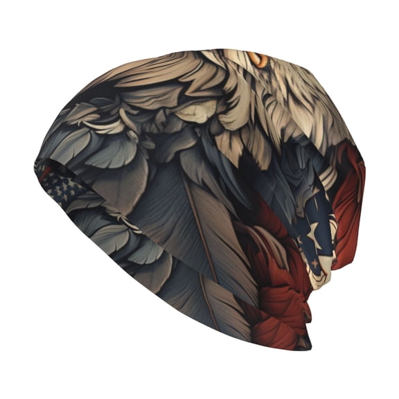 Skull Beanie Cap Slouchy Knit Hat Headwear Warm for Men Women , American Flag United States Navy Eagle