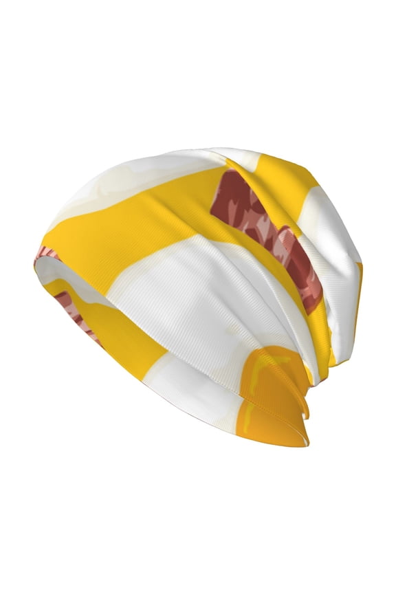 Skull Beanie Cap Slouchy Knit Hat Headwear Warm for Men Women , Breakfast Eggs Bacon Cute