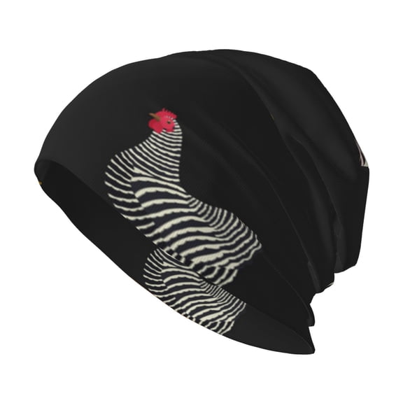 Skull Beanie Cap Slouchy Knit Hat Headwear Warm for Men Women , Chicken Eggs Cock Pattern Rooster