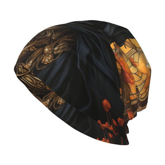 Skull Beanie Cap Slouchy Knit Hat Headwear Warm for Men Women , Cool Death Skull Grim Reaper Art