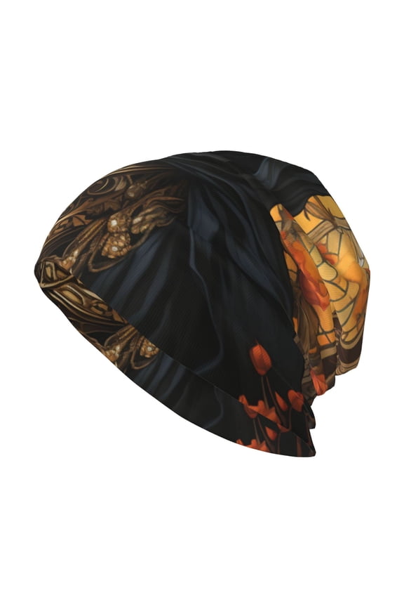 Skull Beanie Cap Slouchy Knit Hat Headwear Warm for Men Women , Cool Death Skull Grim Reaper Art