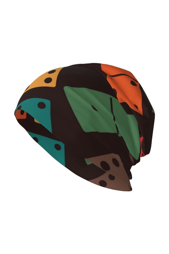 Skull Beanie Cap Slouchy Knit Hat Headwear Warm for Men Women , Domino Stones Dominoes Game Dice