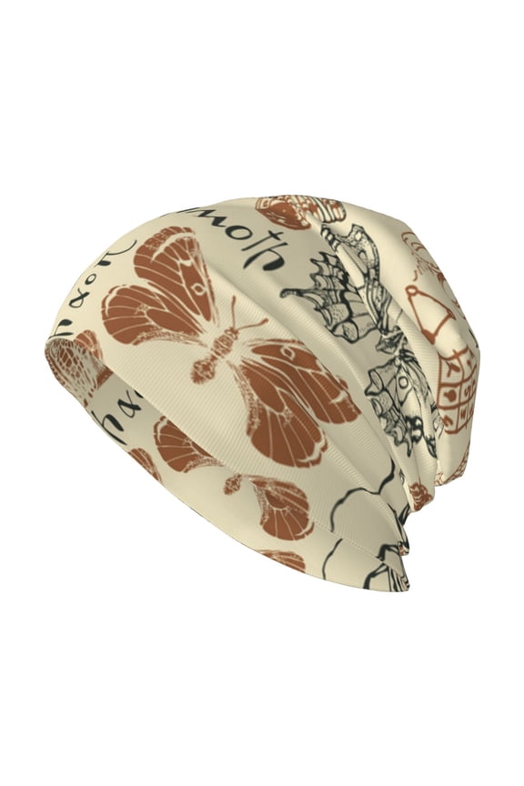 Skull Beanie Cap Slouchy Knit Hat Headwear Warm for Men Women , Dragonfly Moth Vintage Butterfly