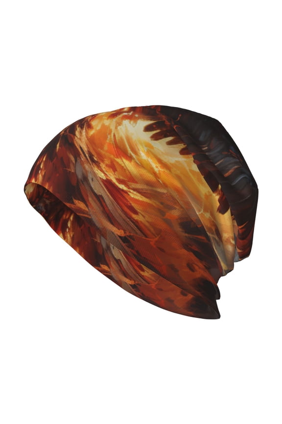 Skull Beanie Cap Slouchy Knit Hat Headwear Warm for Men Women , Flaming Fire Eagle Art