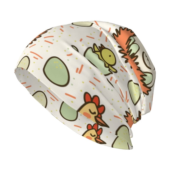 Skull Beanie Cap Slouchy Knit Hat Headwear Warm for Men Women , Funny Chicken Egg Cute Farm