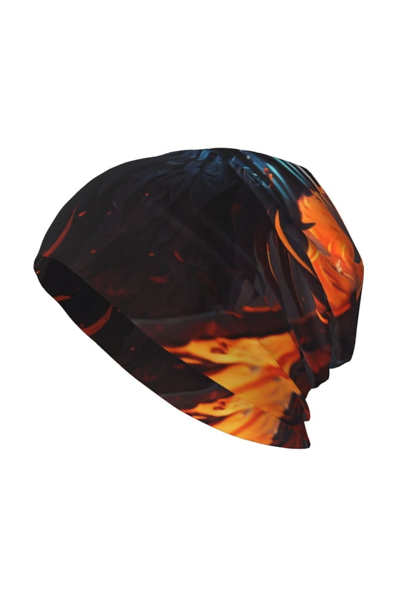 Skull Beanie Cap Slouchy Knit Hat Headwear Warm for Men Women , Grim Reaper On Fire Burning