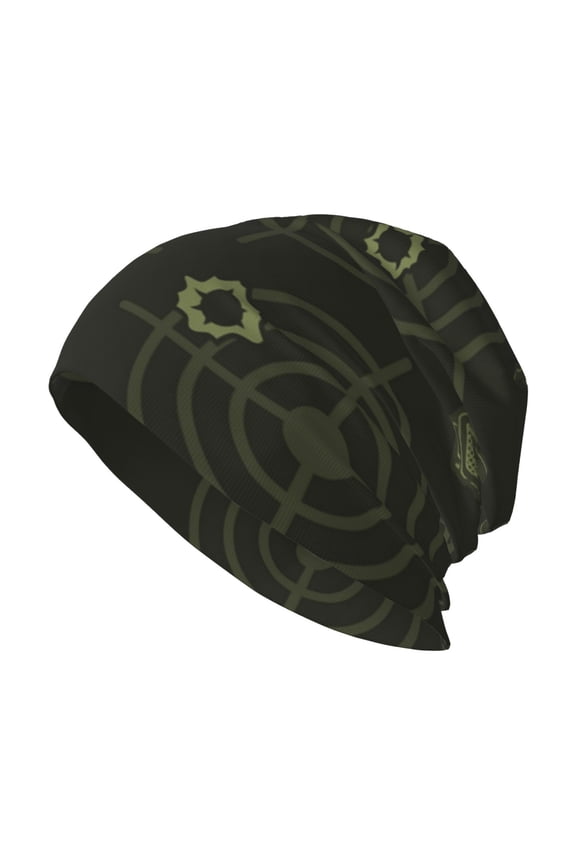 Skull Beanie Cap Slouchy Knit Hat Headwear Warm for Men Women , Gun Target Vintage