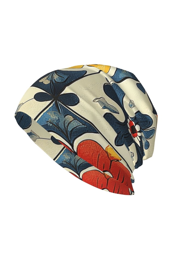 Skull Beanie Cap Slouchy Knit Hat Headwear Warm for Men Women , Italian Theme Pattern